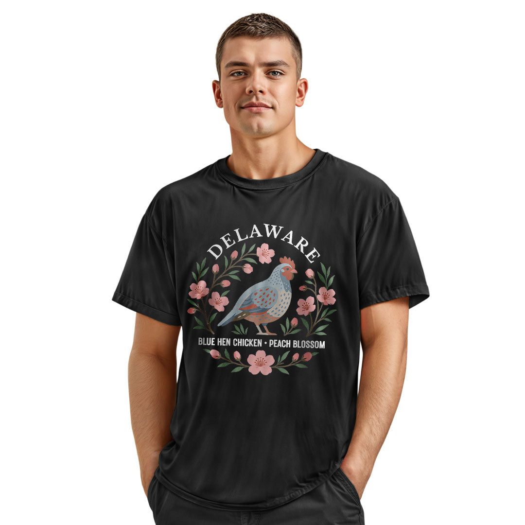 Delaware Blue Hen Peach Blossom T-Shirt | State Symbols - navy - image 12