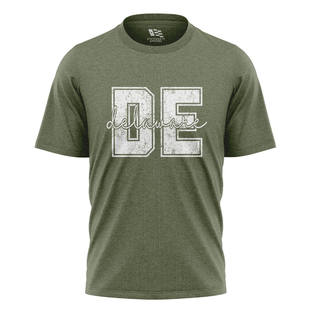 Delaware DE Letters T-Shirt | Varsity Script Tee - military-green - image 1