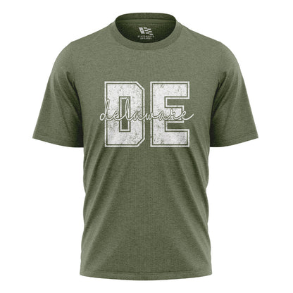 Delaware DE Letters T-Shirt | Varsity Script Tee - military-green - image 1