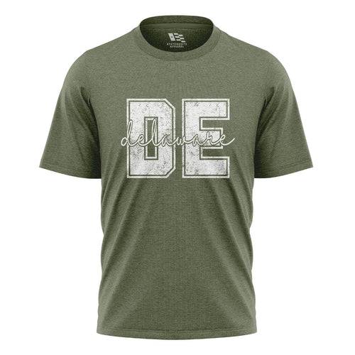 Delaware DE Letters T-Shirt | Varsity Script Tee - military-green - image 1