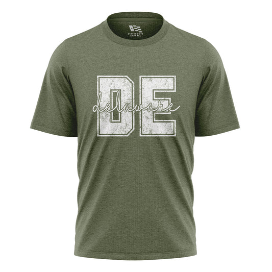 Delaware DE Letters T-Shirt | Varsity Script Tee - military-green - image 1