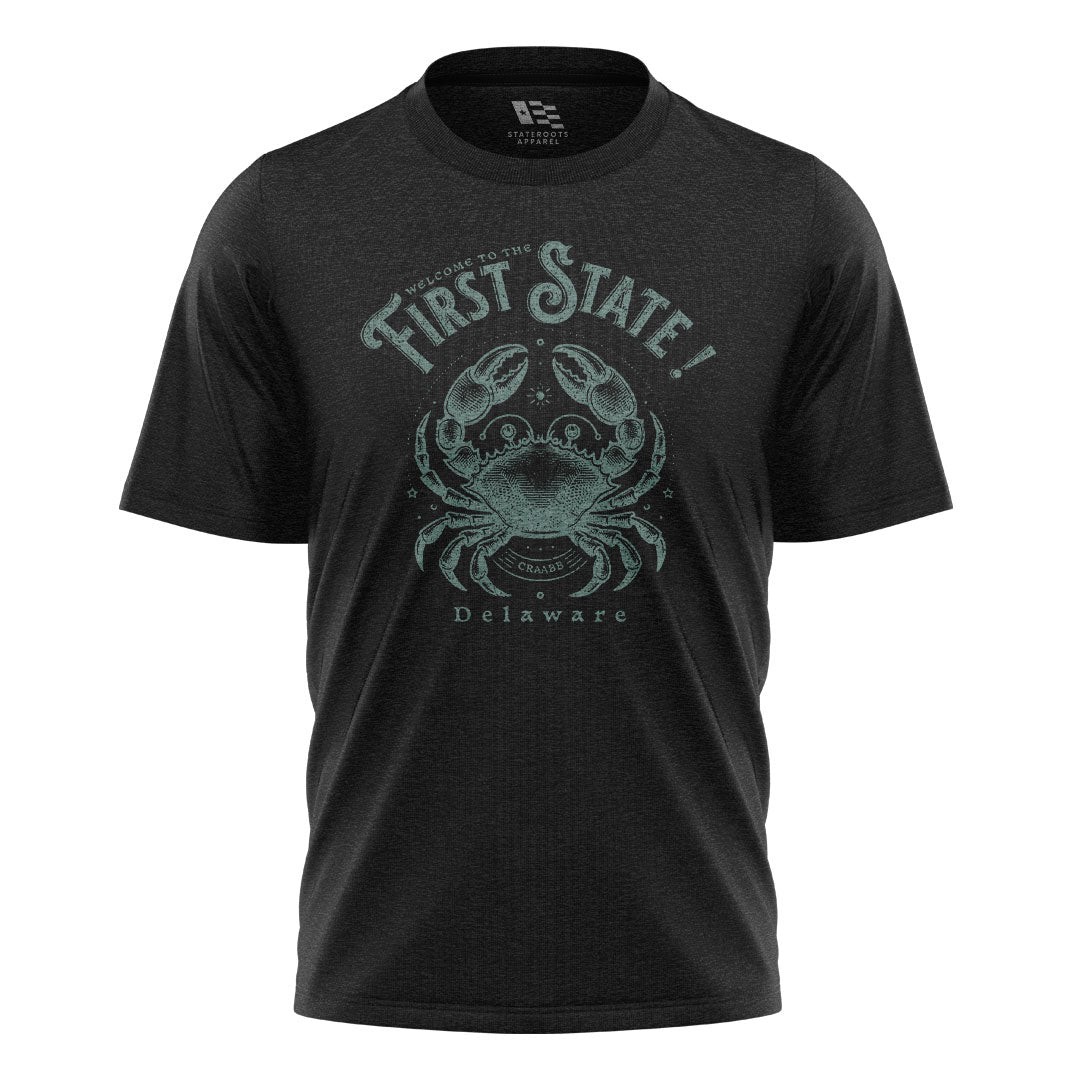 Delaware First State Crab T-Shirt | Vintage Coastal Tee - black - image 3