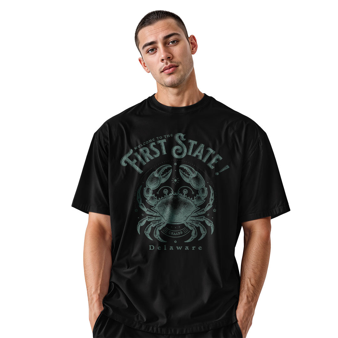 Delaware First State Crab T-Shirt | Vintage Coastal Tee - black - image 9