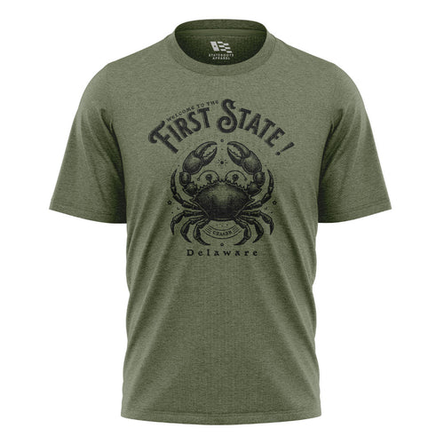Delaware First State Crab T-Shirt | Vintage Coastal Tee - military-green - image 1