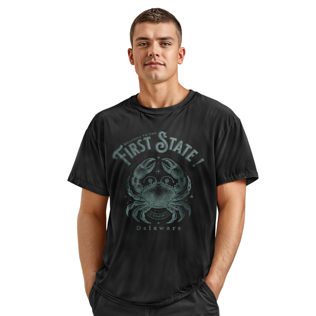 Delaware First State Crab T-Shirt | Vintage Coastal Tee - navy - image 12