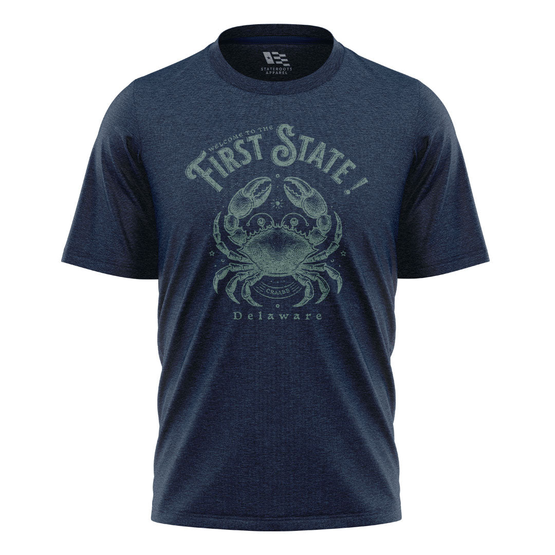 Delaware First State Crab T-Shirt | Vintage Coastal Tee - navy - image 4