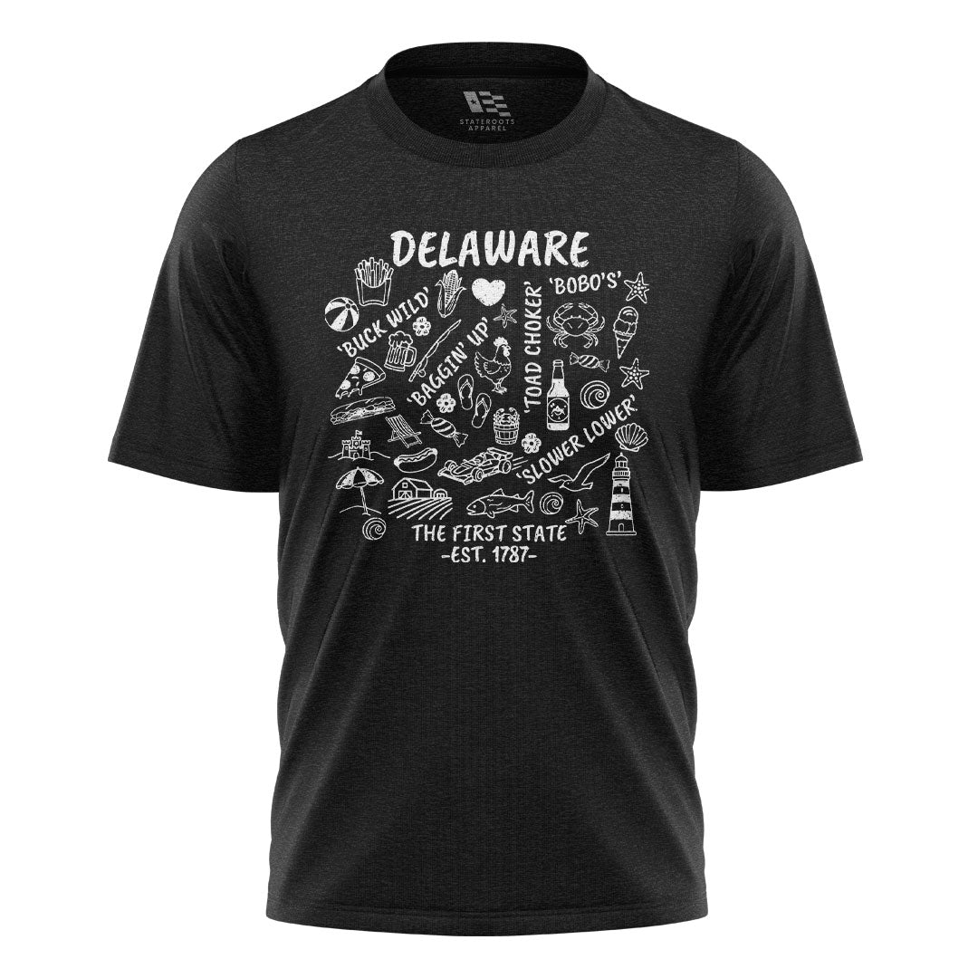 Delaware Locals Slang T-Shirt | First State Collage Tee - black - image 3