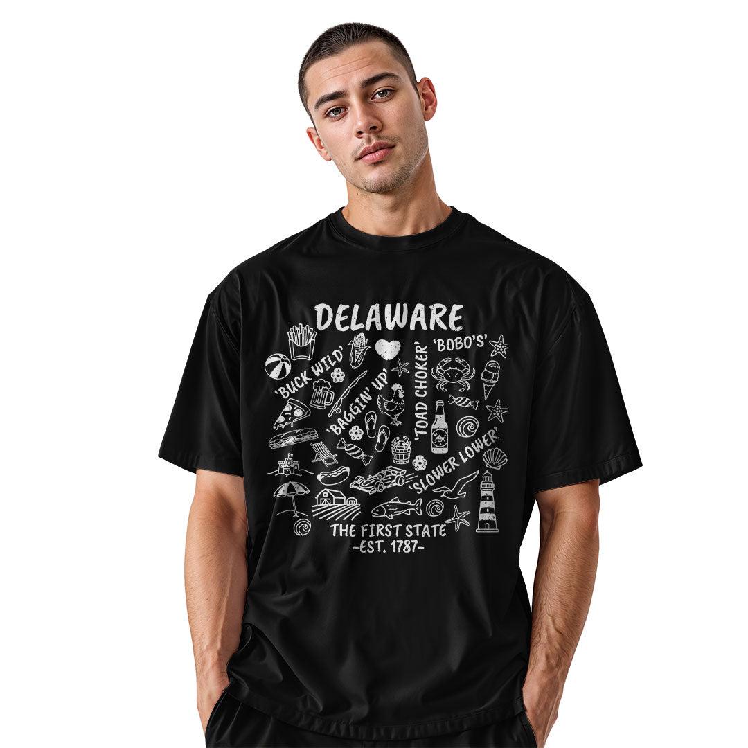 Delaware Locals Slang T-Shirt | First State Collage Tee - black - image 9
