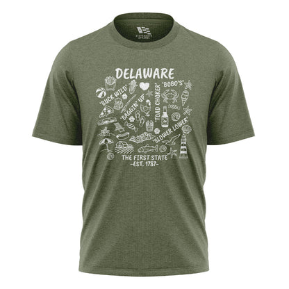 Delaware Locals Slang T-Shirt | First State Collage Tee - military-green - image 1