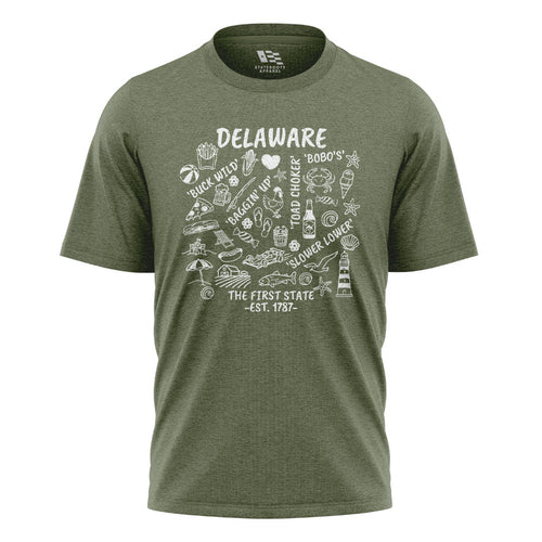Delaware Locals Slang T-Shirt | First State Collage Tee - military-green - image 1