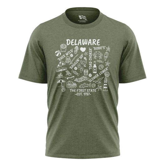 Delaware Locals Slang T-Shirt | First State Collage Tee - military-green - image 1