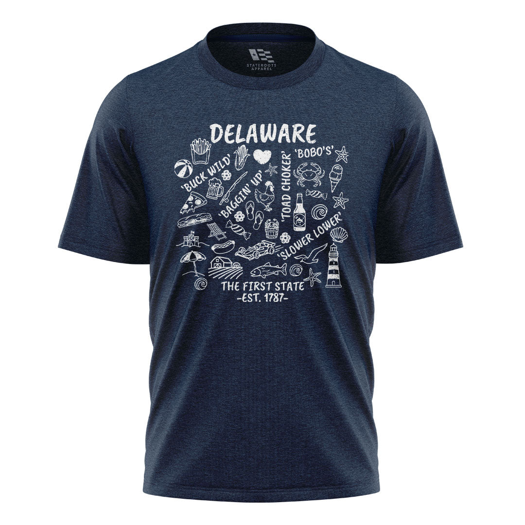 Delaware Locals Slang T-Shirt | First State Collage Tee - navy - image 4
