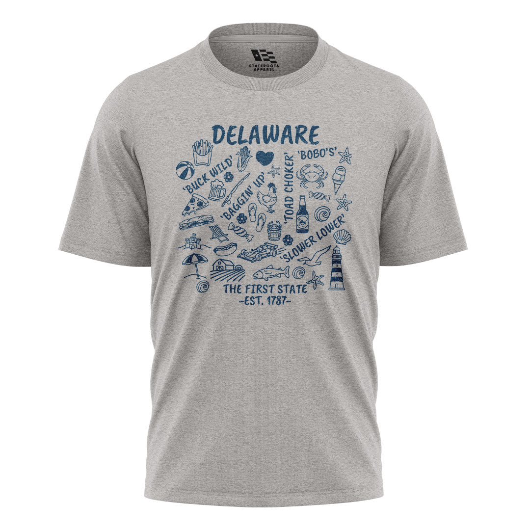 Delaware Locals Slang T-Shirt | First State Collage Tee - sport-grey - image 5