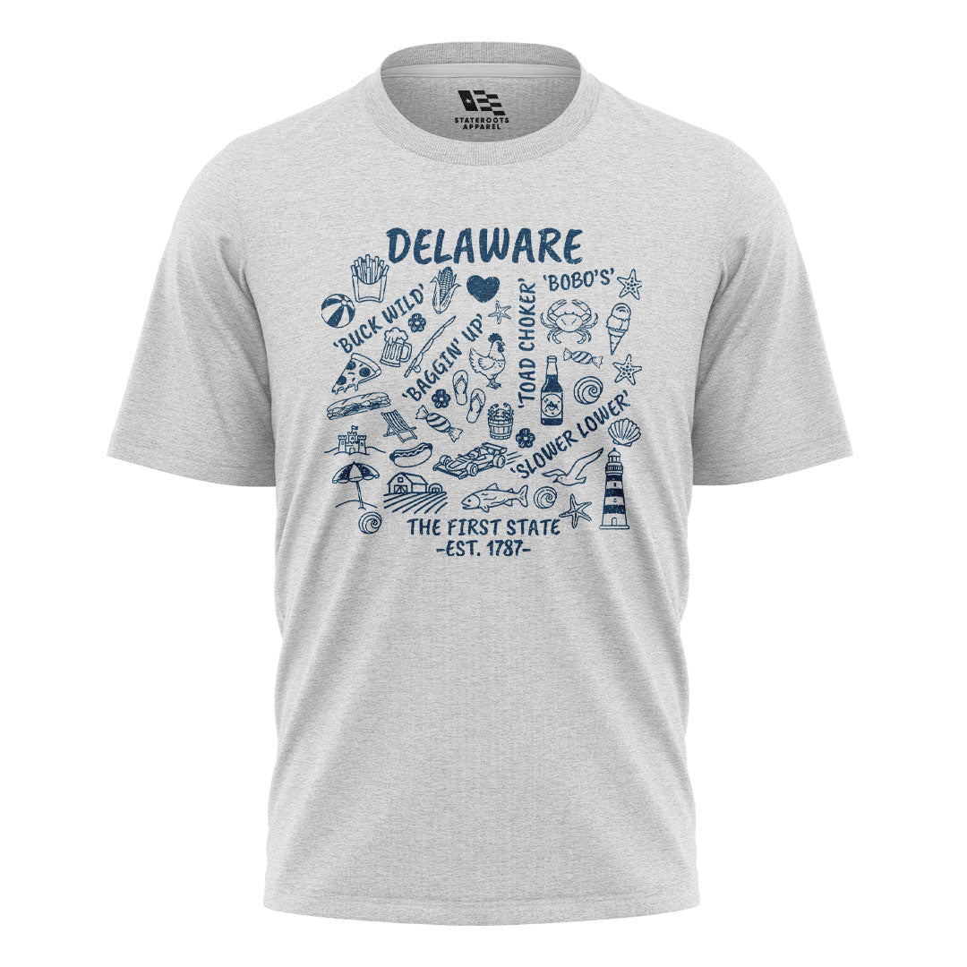 Delaware Locals Slang T-Shirt | First State Collage Tee - white - image 2