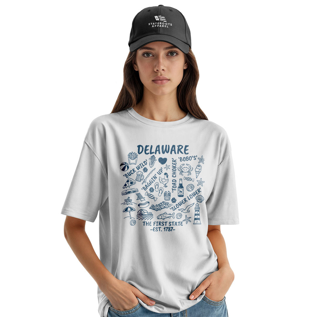 Delaware Locals Slang T-Shirt | First State Collage Tee - white - image 8