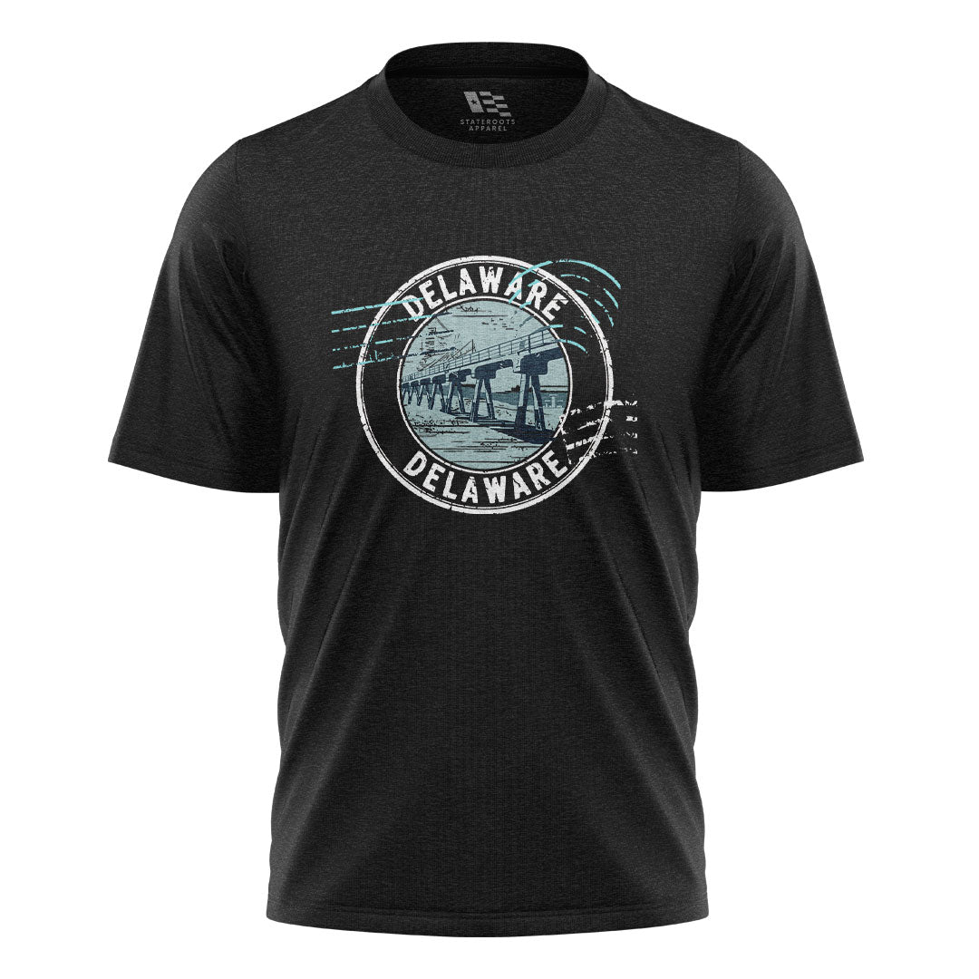 Delaware Memorial Bridge T-Shirt | Vintage Stamp Tee - black - image 3