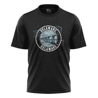 Delaware Memorial Bridge T-Shirt | Vintage Stamp Tee - black - image 3