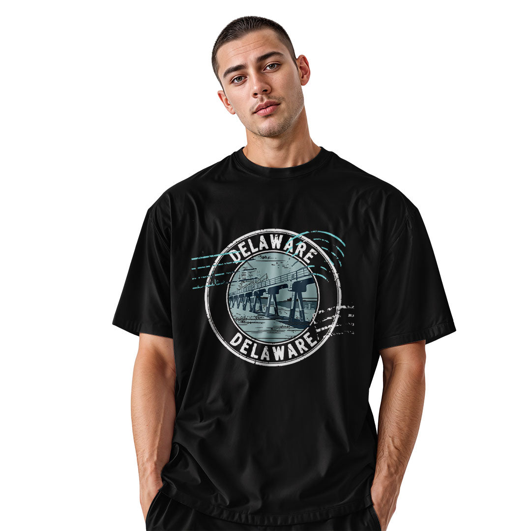 Delaware Memorial Bridge T-Shirt | Vintage Stamp Tee - black - image 9