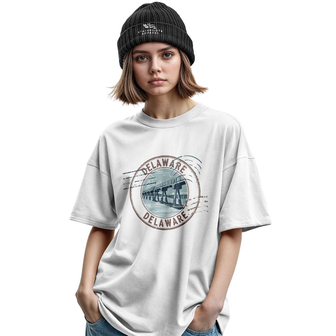 Delaware Memorial Bridge T-Shirt | Vintage Stamp Tee - military-green - image 7