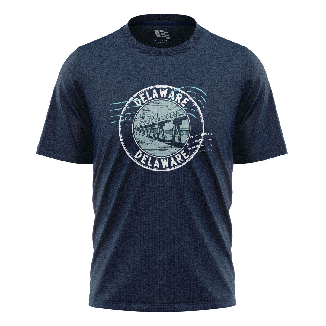 Delaware Memorial Bridge T-Shirt | Vintage Stamp Tee - navy - image 4