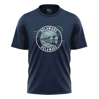 Delaware Memorial Bridge T-Shirt | Vintage Stamp Tee - navy - image 4