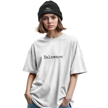 Delaware Minimalist T-Shirt | Typewriter Script Tee - military-green - image 7