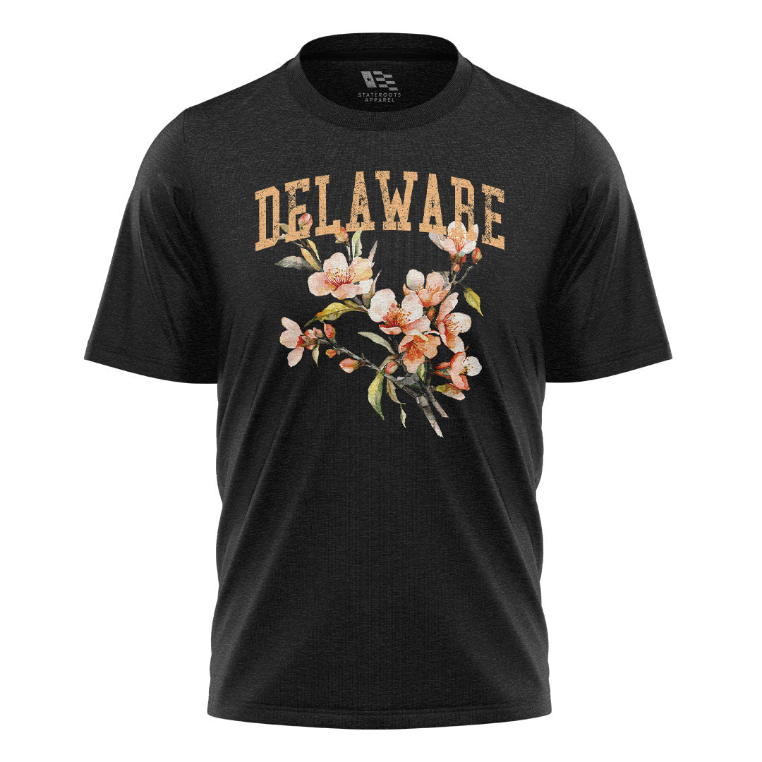 Delaware Peach Blossom T-Shirt | Watercolor Floral Tee - black - image 3