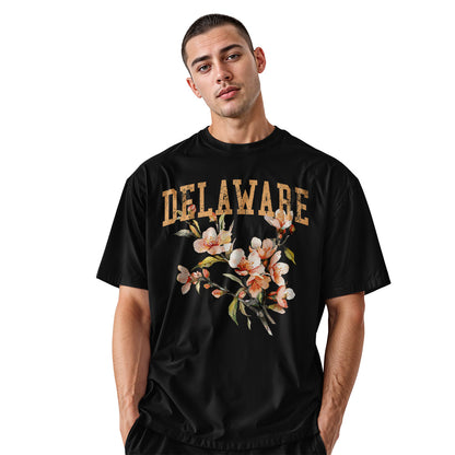 Delaware Peach Blossom T-Shirt | Watercolor Floral Tee - black - image 9