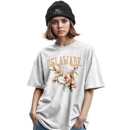 Delaware Peach Blossom T-Shirt | Watercolor Floral Tee - military-green - image 7