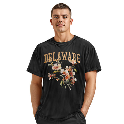 Delaware Peach Blossom T-Shirt | Watercolor Floral Tee - navy - image 12