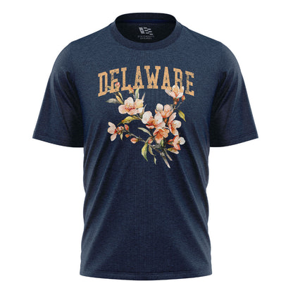 Delaware Peach Blossom T-Shirt | Watercolor Floral Tee - navy - image 4