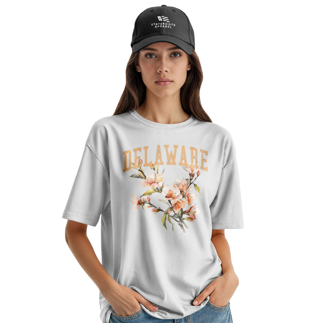 Delaware Peach Blossom T-Shirt | Watercolor Floral Tee - white - image 8