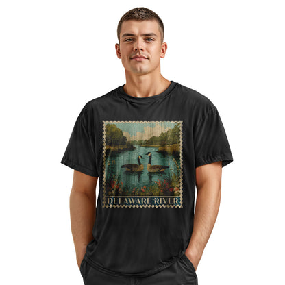 Delaware River Geese T-Shirt | Vintage Stamp Tee - navy - image 12