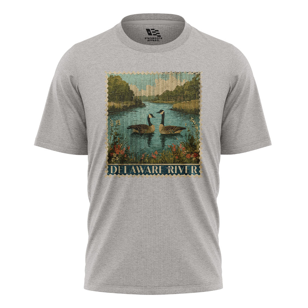 Delaware River Geese T-Shirt | Vintage Stamp Tee - sport-grey - image 5