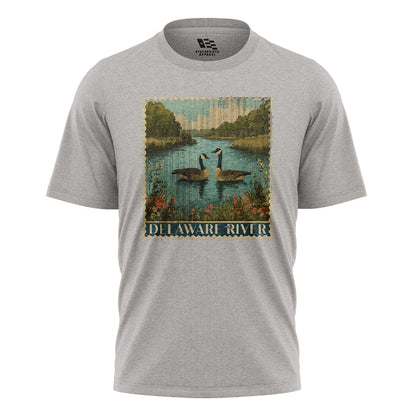 Delaware River Geese T-Shirt | Vintage Stamp Tee - sport-grey - image 5