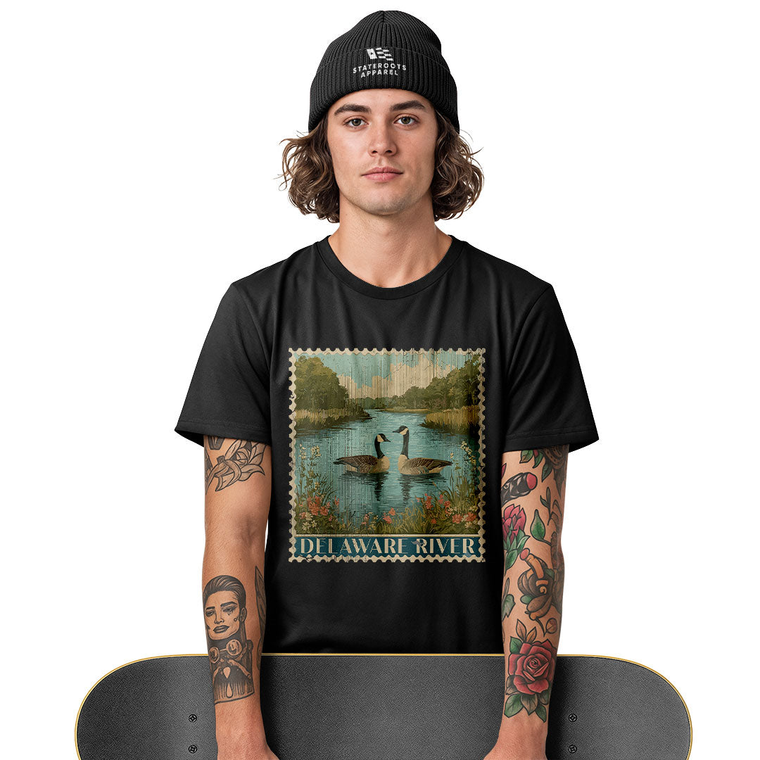Delaware River Geese T-Shirt | Vintage Stamp Tee - white - image 10