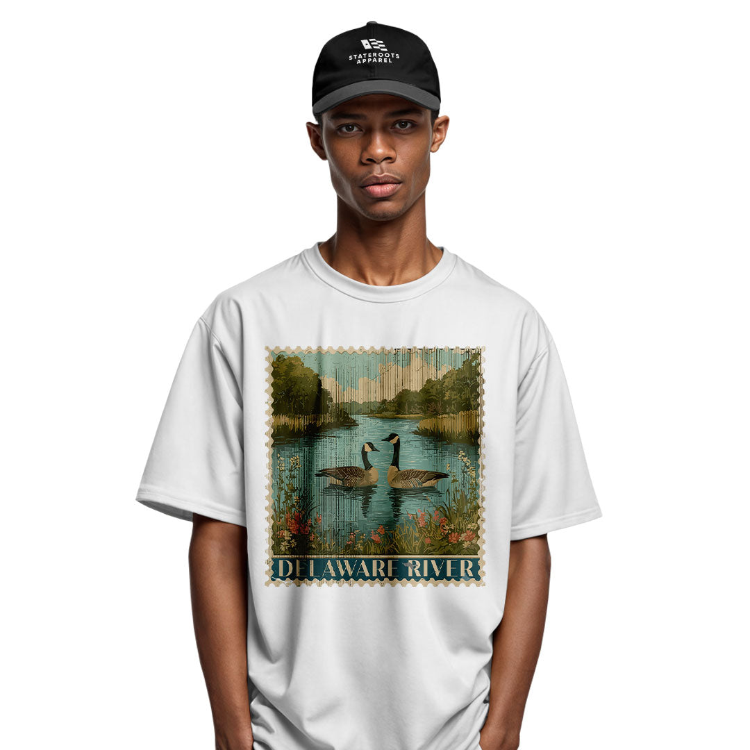 Delaware River Geese T-Shirt | Vintage Stamp Tee - white - image 11
