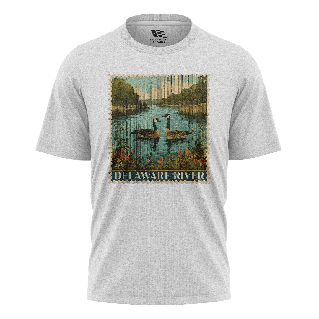 Delaware River Geese T-Shirt | Vintage Stamp Tee - white - image 2