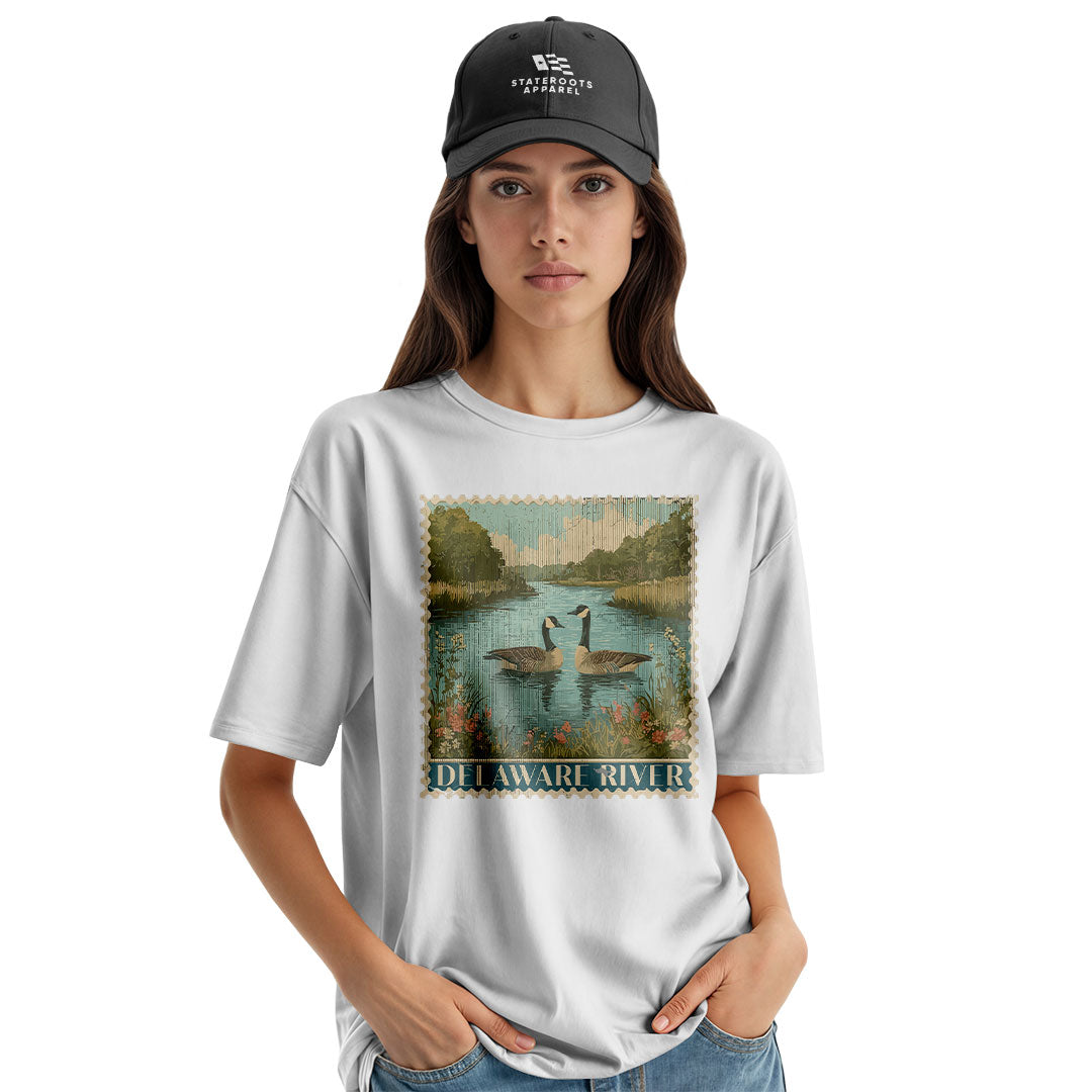 Delaware River Geese T-Shirt | Vintage Stamp Tee - white - image 8