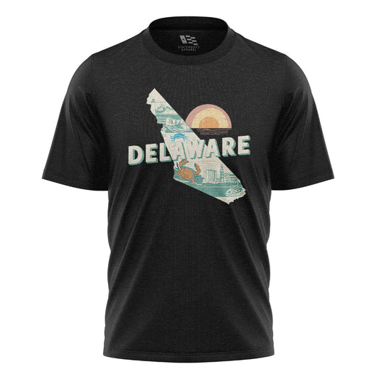 Delaware State Silhouette Sunset T-Shirt | Retro Tee - black - image 3
