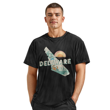 Delaware State Silhouette Sunset T-Shirt | Retro Tee - navy - image 12
