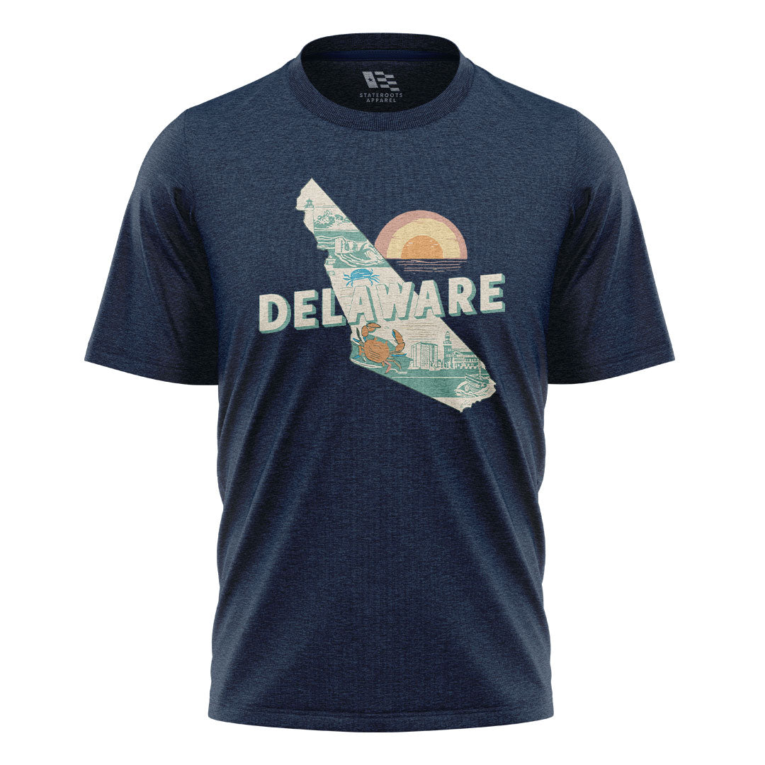 Delaware State Silhouette Sunset T-Shirt | Retro Tee - navy - image 4