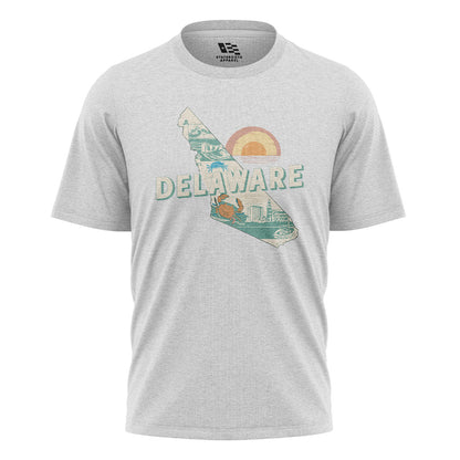 Delaware State Silhouette Sunset T-Shirt | Retro Tee - white - image 2