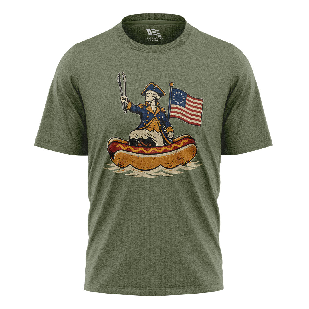 Delaware Washington Hot Dog Boat T-Shirt | Funny Tee - military-green - image 1