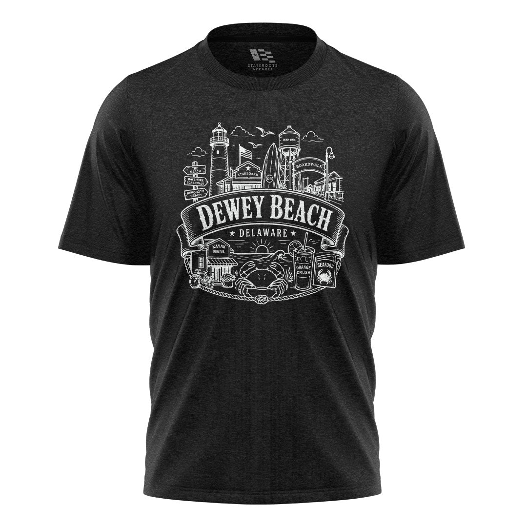 Dewey Beach Delaware T-Shirt | Boardwalk Landmarks Tee - black - image 3