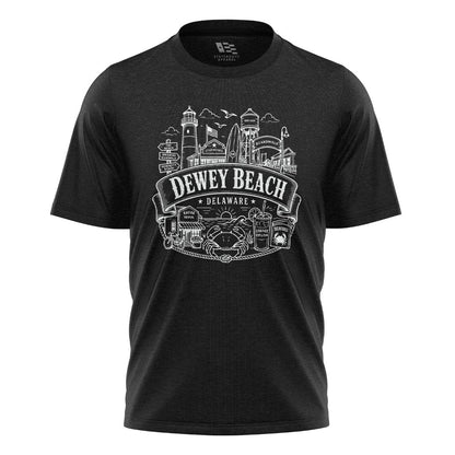 Dewey Beach Delaware T-Shirt | Boardwalk Landmarks Tee - black - image 3
