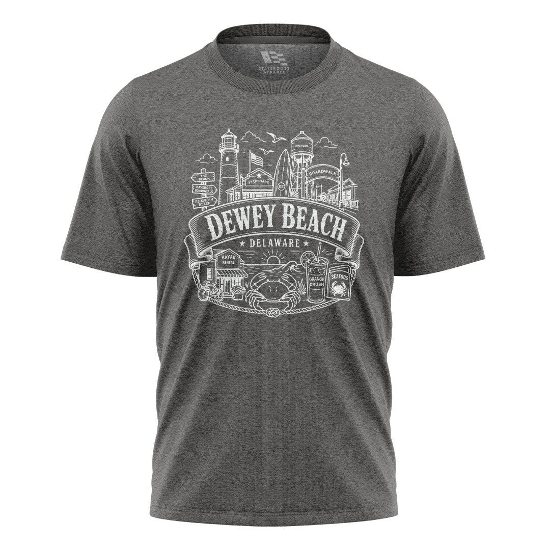 Dewey Beach Delaware T-Shirt | Boardwalk Landmarks Tee - charcoal - image 6