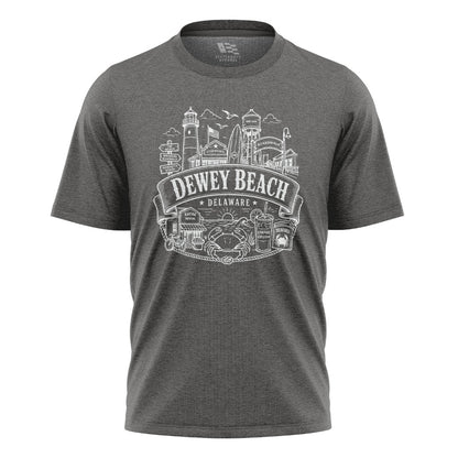 Dewey Beach Delaware T-Shirt | Boardwalk Landmarks Tee - charcoal - image 6