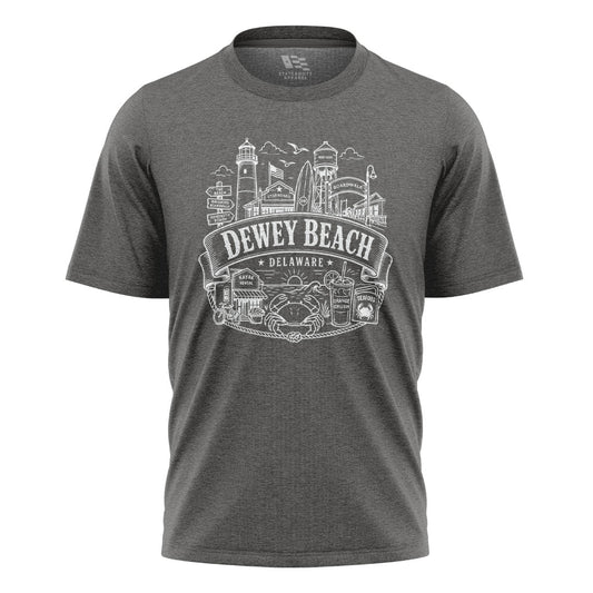 Dewey Beach Delaware T-Shirt | Boardwalk Landmarks Tee - charcoal - image 6