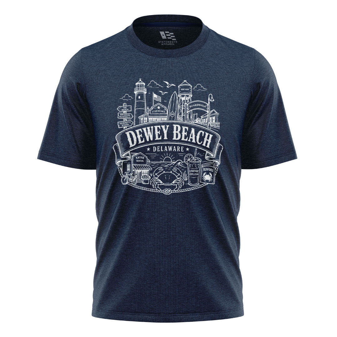 Dewey Beach Delaware T-Shirt | Boardwalk Landmarks Tee - navy - image 4